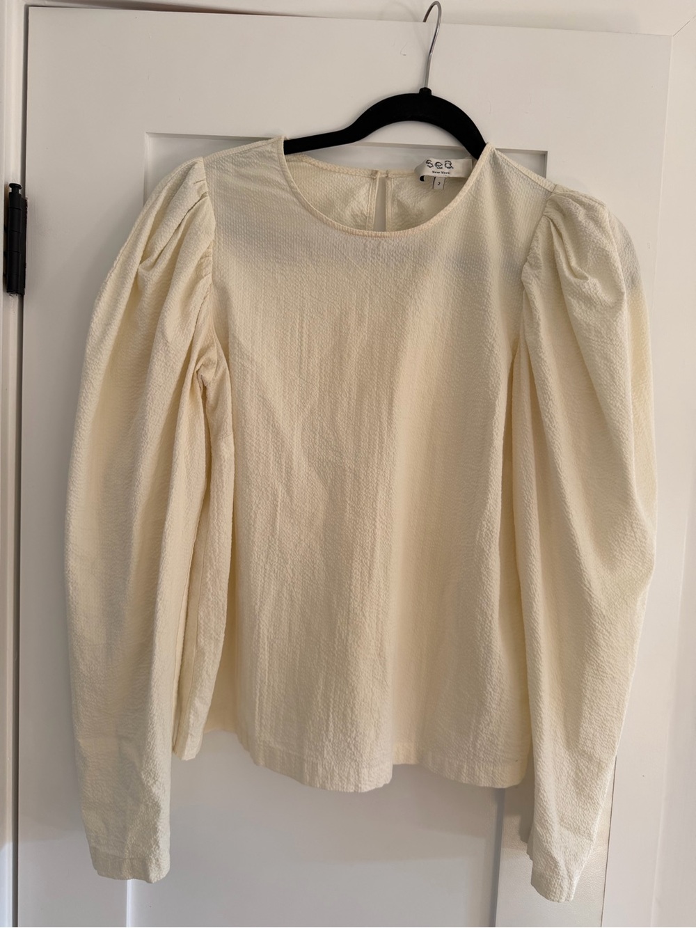SEA NY Cream Puff-Sleeve Textured Blouse